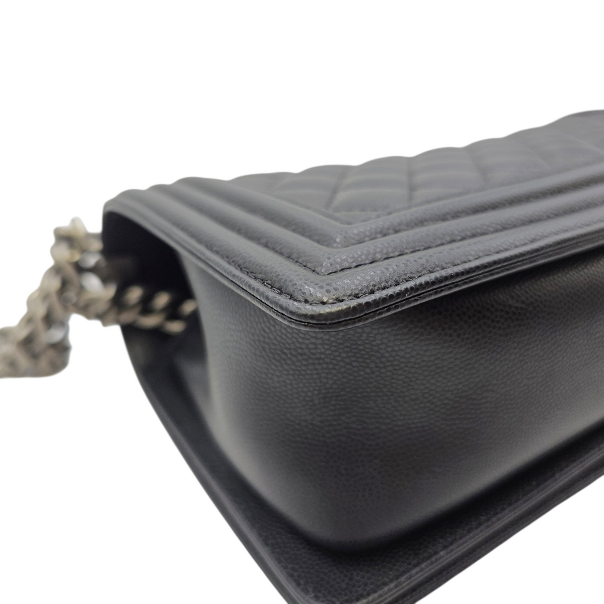 Boy 25 Black Shoulder Bag in Caviar Leather Ruthenium hardware