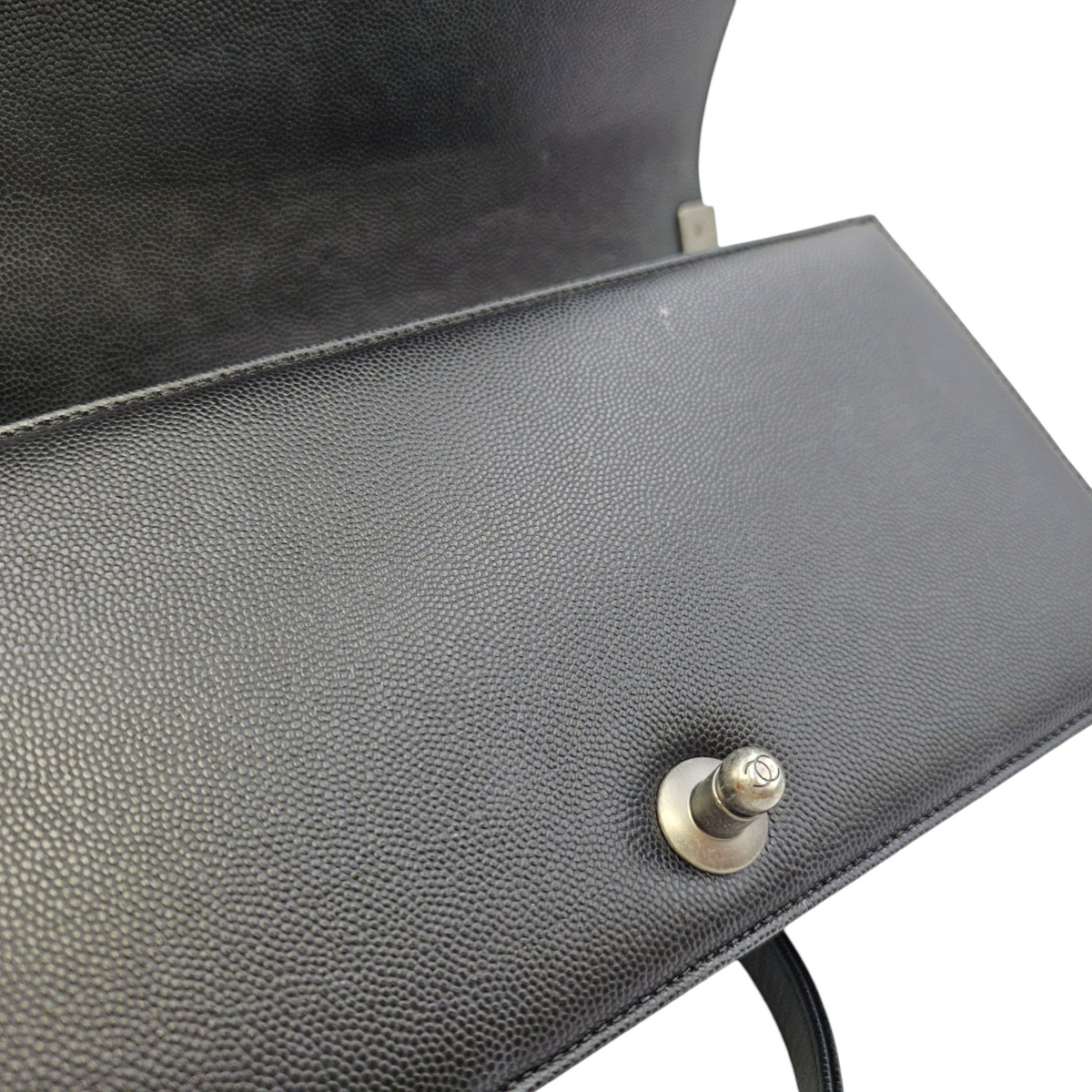 Boy 25 Black Shoulder Bag in Caviar Leather Ruthenium hardware