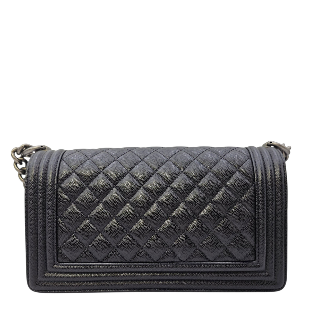 Boy 25 Black Shoulder Bag in Caviar Leather Ruthenium hardware
