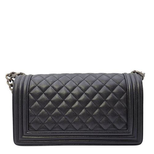 Boy 25 Black Shoulder Bag in Caviar Leather Ruthenium hardware