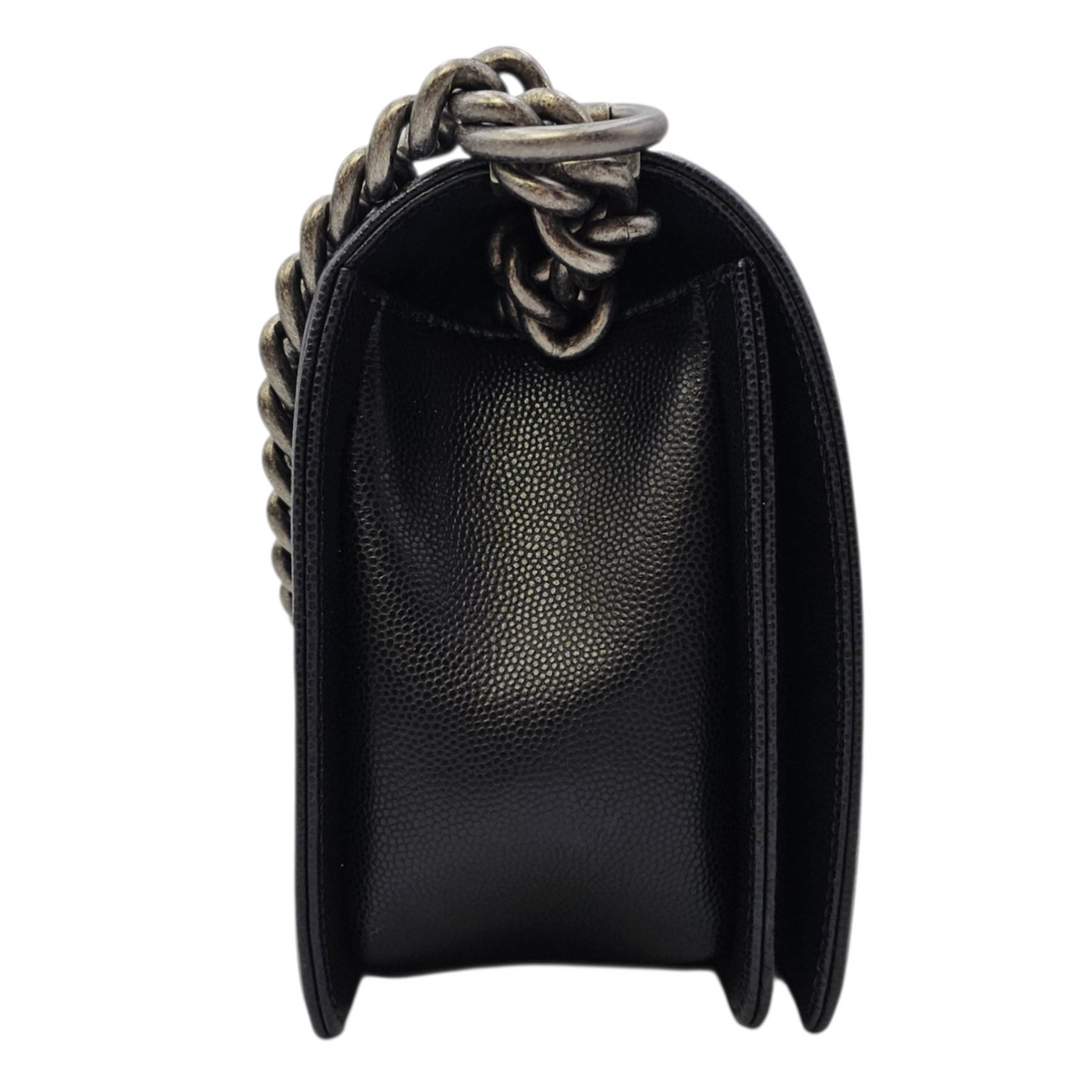 Boy 25 Black Shoulder Bag in Caviar Leather Ruthenium hardware