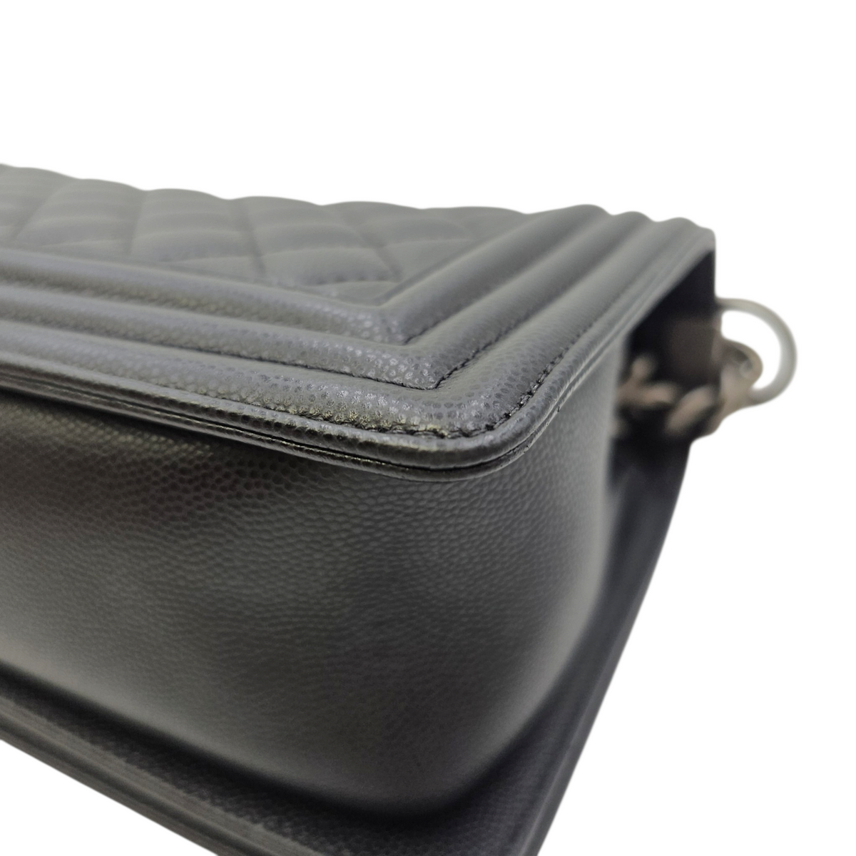 Boy 25 Black Shoulder Bag in Caviar Leather Ruthenium hardware