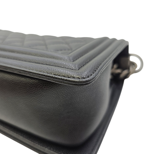 Boy 25 Black Shoulder Bag in Caviar Leather Ruthenium hardware