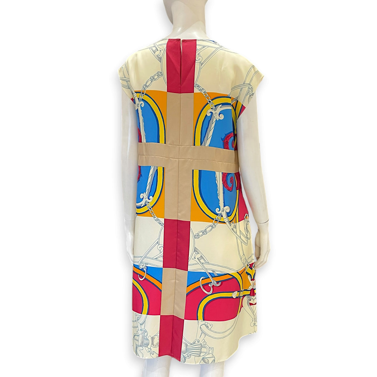 Equestrian-themed Printed Sleeveless Silk Tunic Dress  36 Multi-colour Ready-To-Wear in Silk
