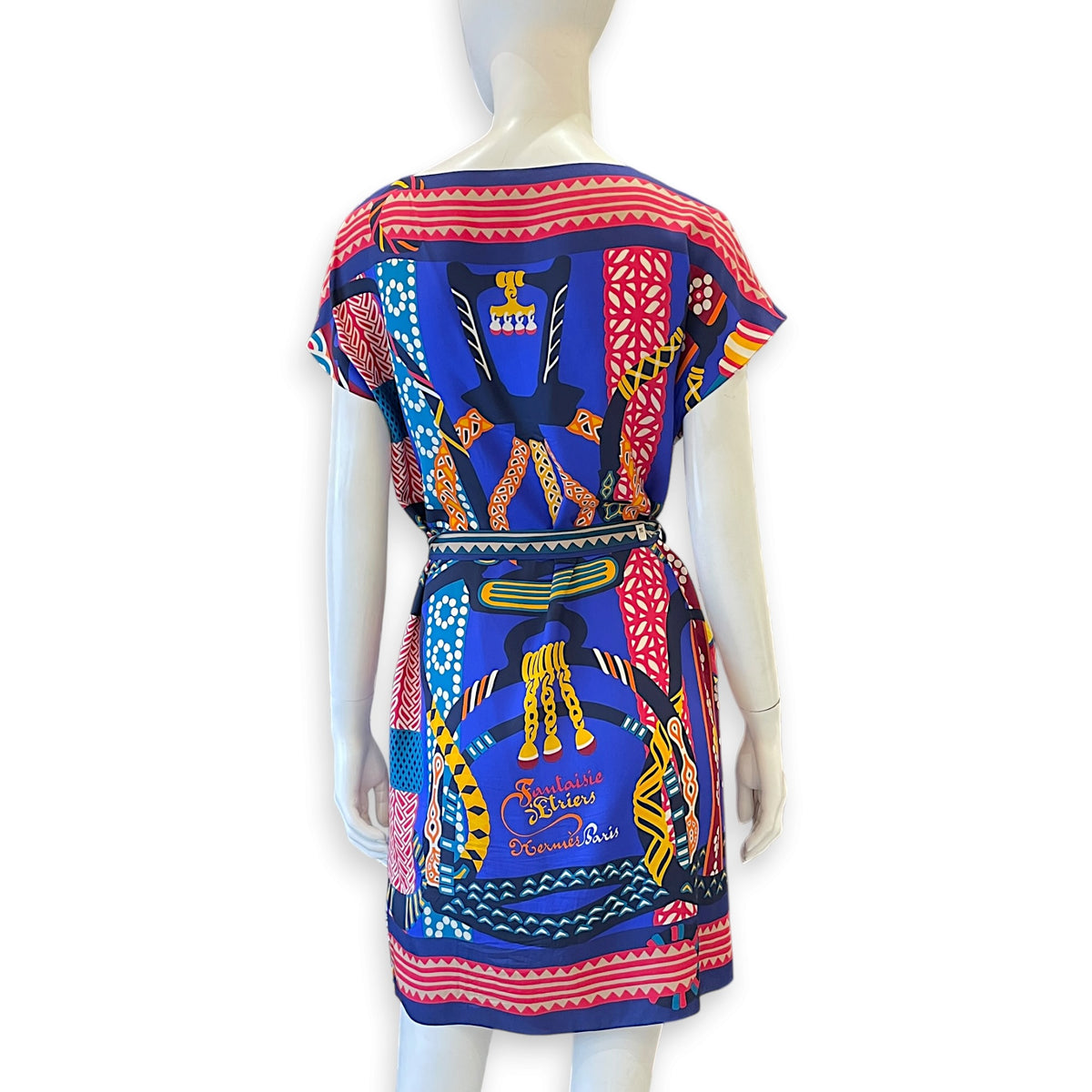 Fantaisie d’Etriers “ Printed Tunic Dress  36 Multi-colour Ready-To-Wear in Silk