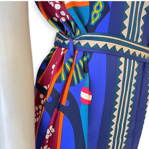 Fantaisie d’Etriers “ Printed Tunic Dress  36 Multi-colour Ready-To-Wear in Silk