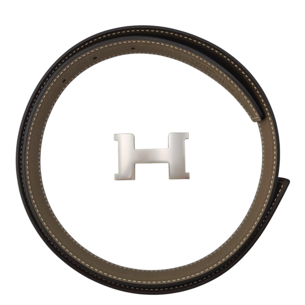 Mini Constance Belt Kit. 24mm by 75cm Noir/Etoupe Belt in Swift/ Epsom Palladium hardware