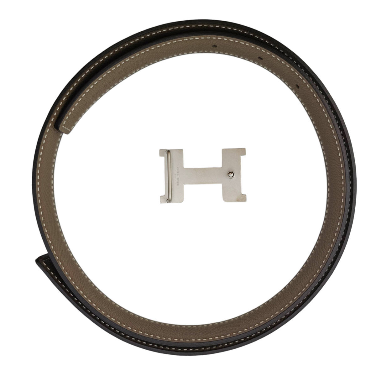 Mini Constance Belt Kit. 24mm by 75cm Noir/Etoupe Belt in Swift/ Epsom Palladium hardware