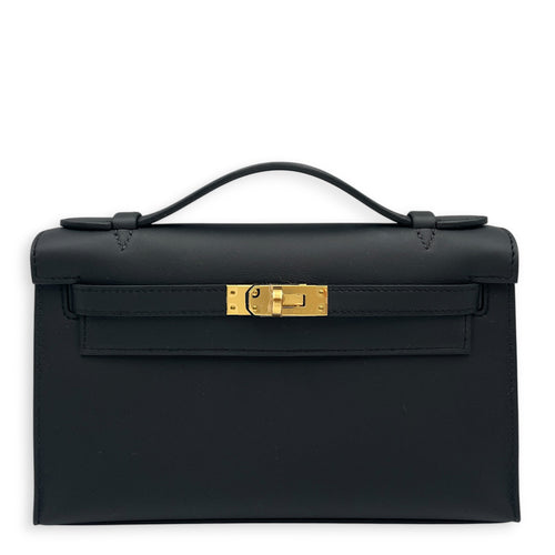 Kelly Pochette Noir in Swift Gold hardware