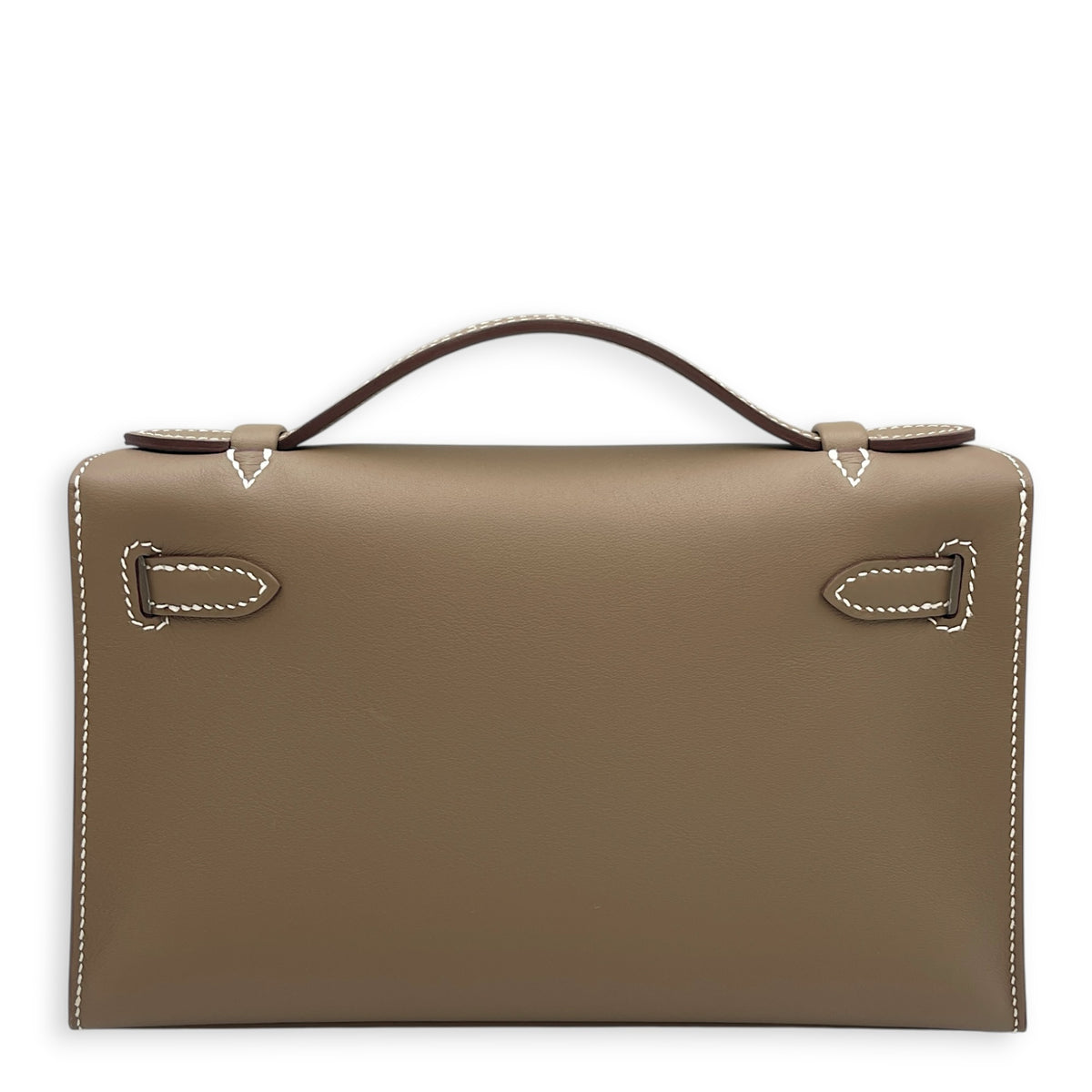 Kelly Pochette Mini Étoupe in Swift Palladium hardware