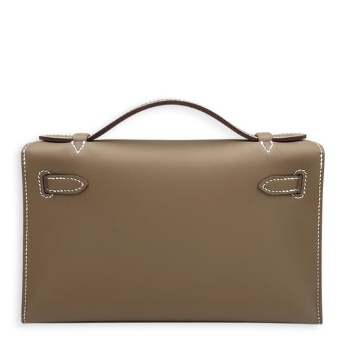 Kelly Pochette Mini Étoupe in Swift Palladium hardware