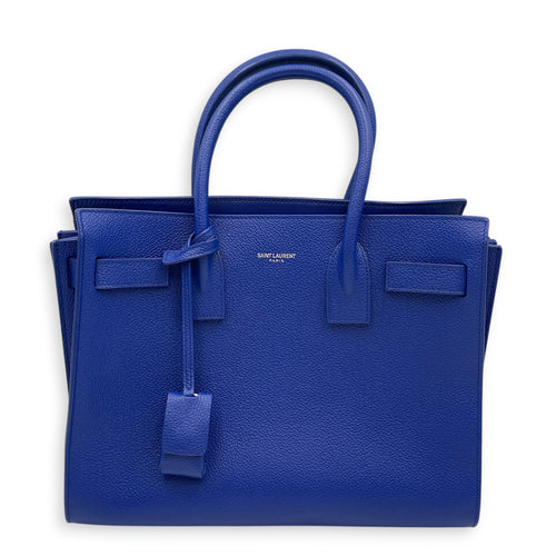 Sac de Jour  25 Blue Top Handle Bag in Calfskin Silver hardware