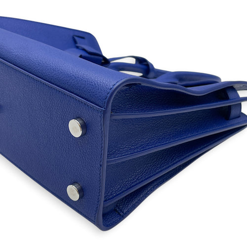 Sac de Jour  25 Blue Top Handle Bag in Calfskin Silver hardware