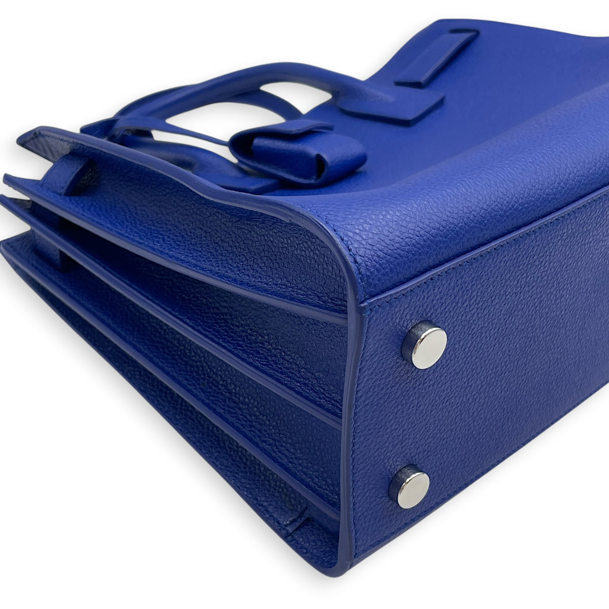 Sac de Jour  25 Blue Top Handle Bag in Calfskin Silver hardware