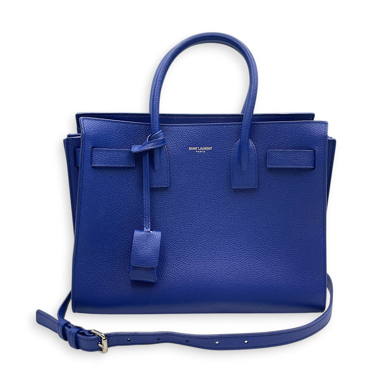 Sac de Jour  25 Blue Top Handle Bag in Calfskin Silver hardware