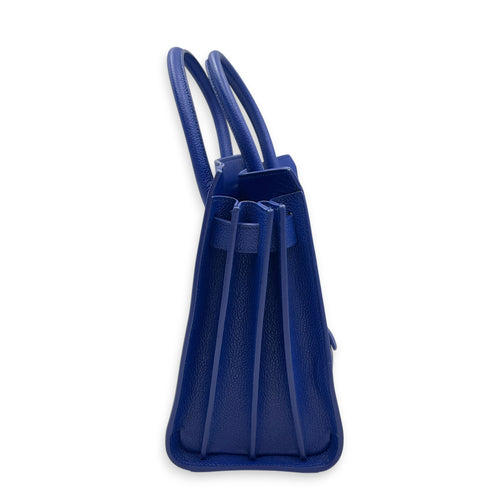 Sac de Jour  25 Blue Top Handle Bag in Calfskin Silver hardware
