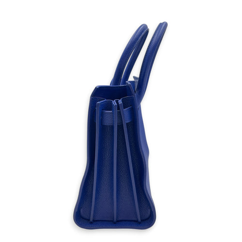 Sac de Jour  25 Blue Top Handle Bag in Calfskin Silver hardware