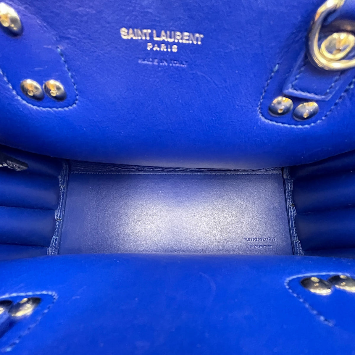 Sac de Jour  25 Blue Top Handle Bag in Calfskin Silver hardware