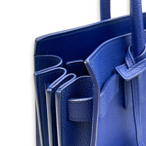 Sac de Jour  25 Blue Top Handle Bag in Calfskin Silver hardware