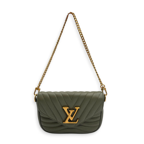 New Wave Khaki Crossbody Bag in Calfskin Gold hardware