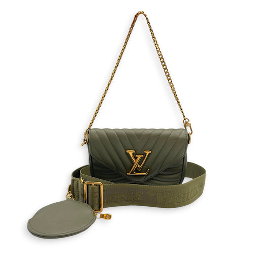New Wave Khaki Crossbody Bag in Calfskin Gold hardware