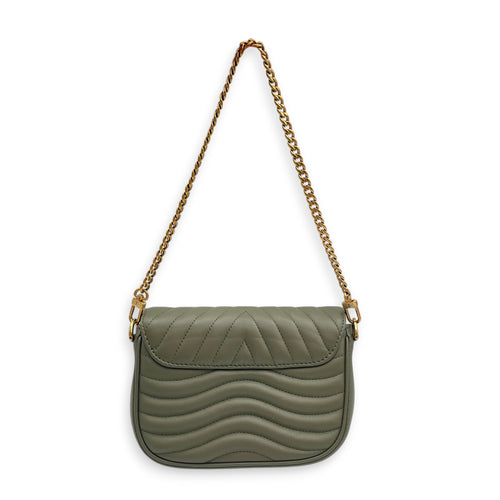 New Wave Khaki Crossbody Bag in Calfskin Gold hardware