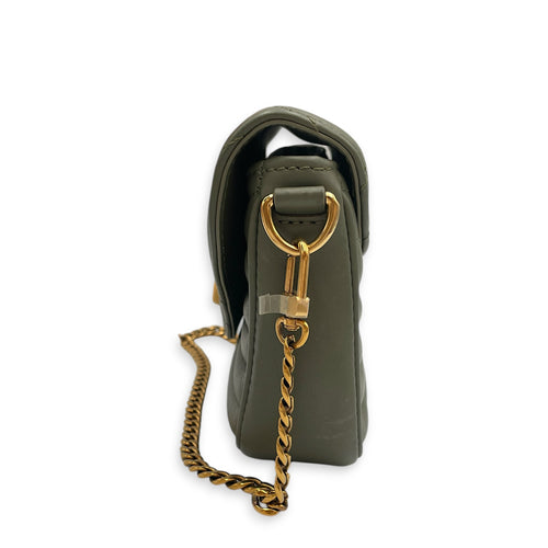 New Wave Khaki Crossbody Bag in Calfskin Gold hardware