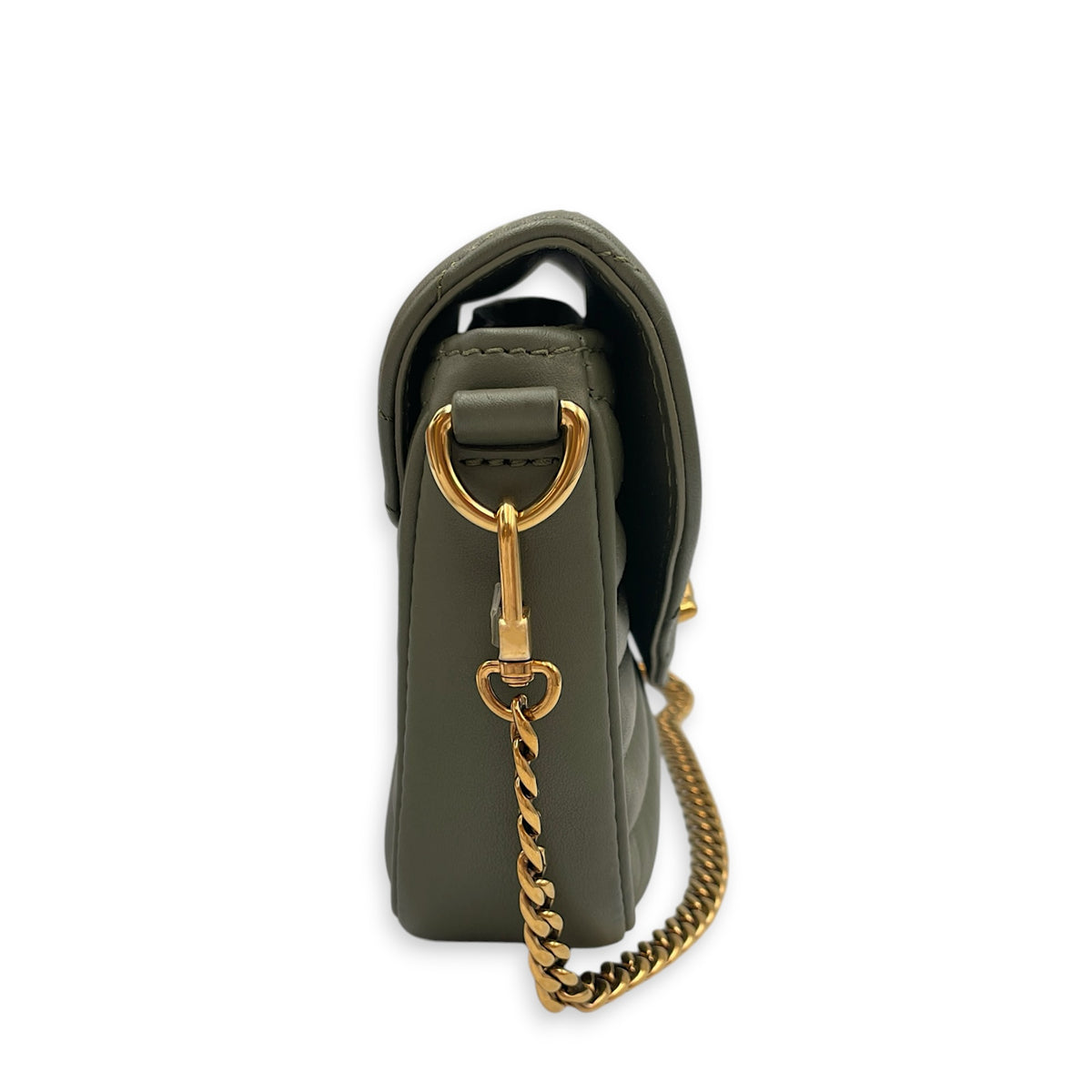 New Wave Khaki Crossbody Bag in Calfskin Gold hardware