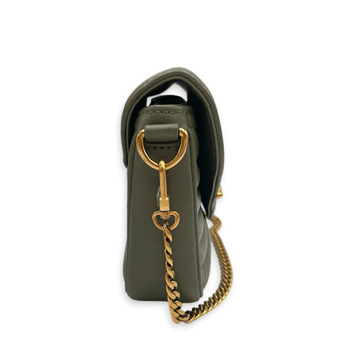 New Wave Khaki Crossbody Bag in Calfskin Gold hardware