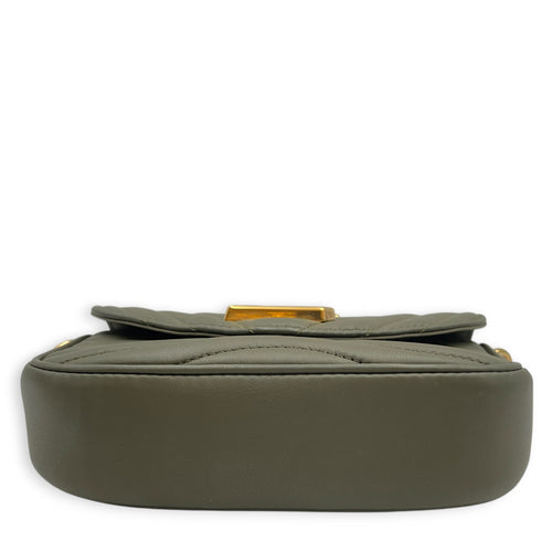 New Wave Khaki Crossbody Bag in Calfskin Gold hardware