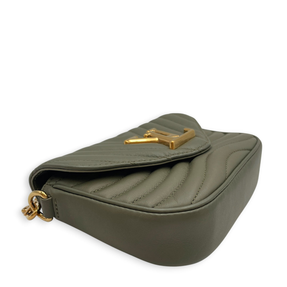 New Wave Khaki Crossbody Bag in Calfskin Gold hardware