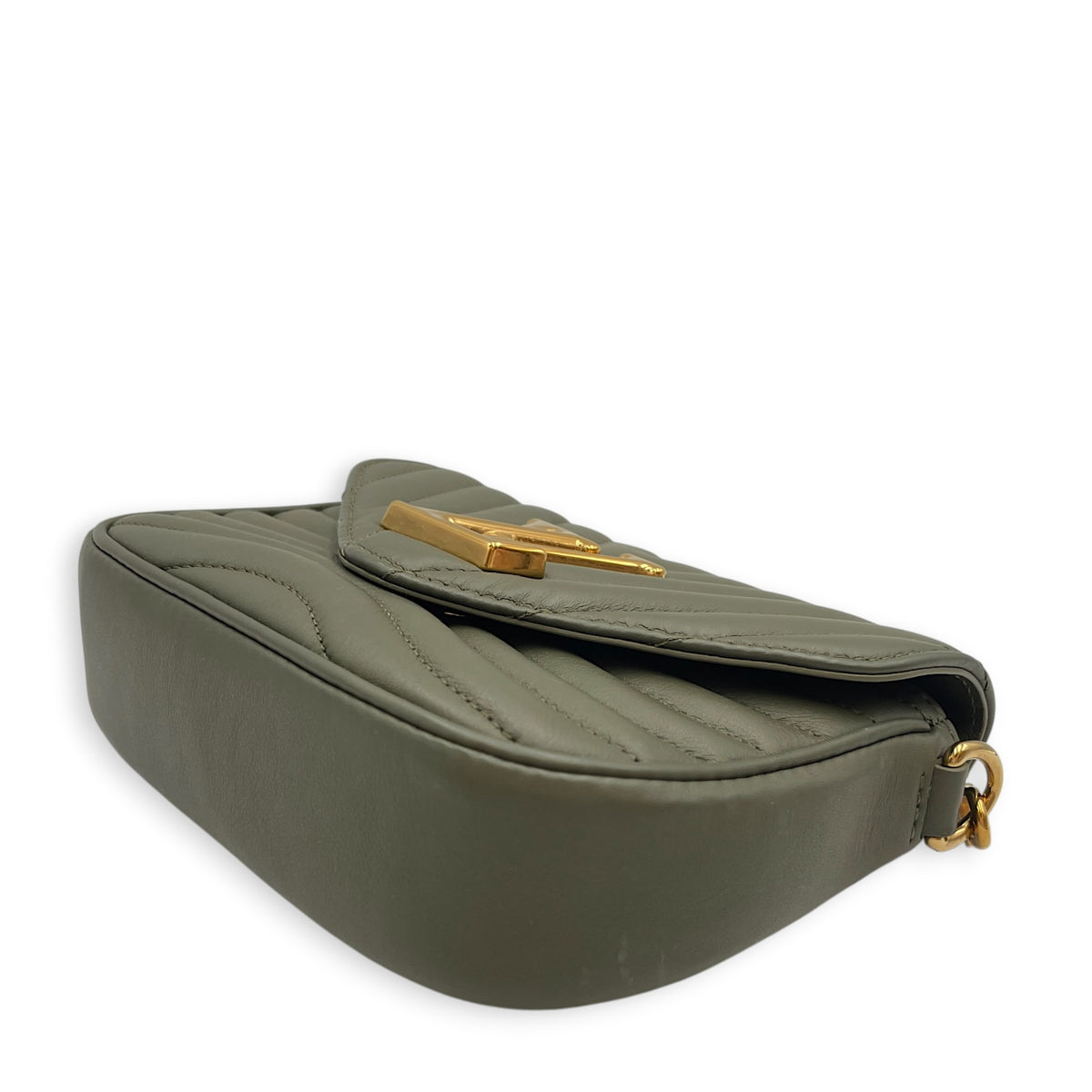 New Wave Khaki Crossbody Bag in Calfskin Gold hardware