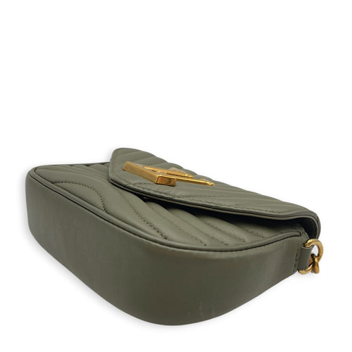 New Wave Khaki Crossbody Bag in Calfskin Gold hardware
