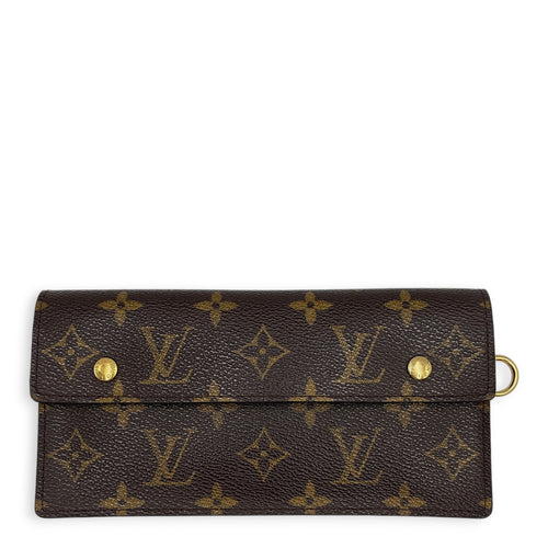 Wallet on Chain Lily  Brown Wallet in Monogram Coated Canvas Gold hardware