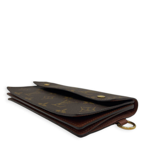 Wallet on Chain Lily  Brown Wallet in Monogram Coated Canvas Gold hardware