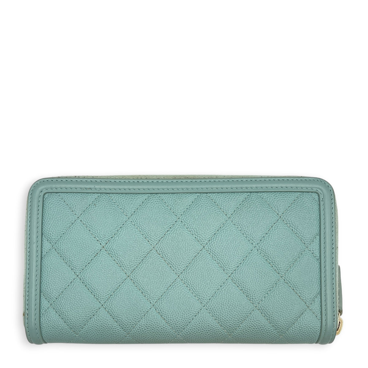 CC Filigree Blue Wallet in Caviar Leather Light Gold hardware