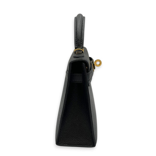 Sellier Kelly 20 Noir in Epsom Gold hardware