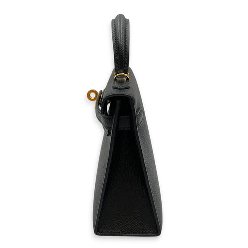 Sellier Kelly 20 Noir in Epsom Gold hardware