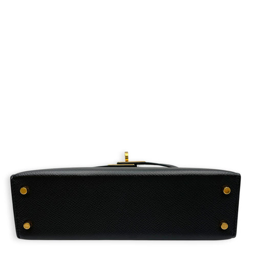 Sellier Kelly 20 Noir in Epsom Gold hardware