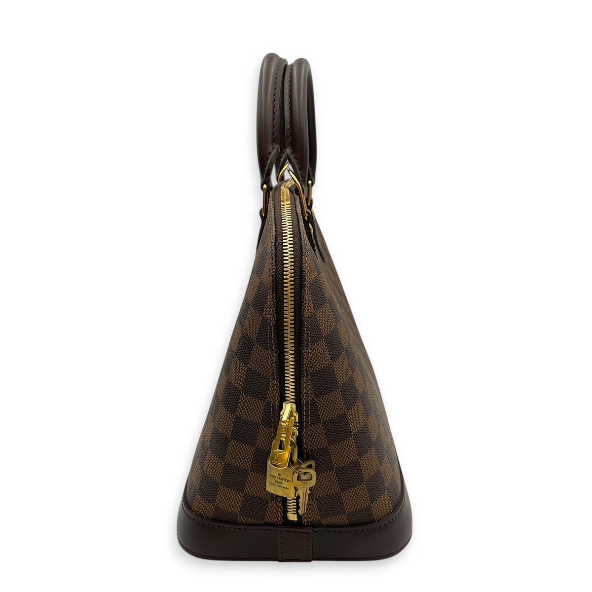 Alma PM Damier  Top Handle Bag in Coated Canvas Gold hardware