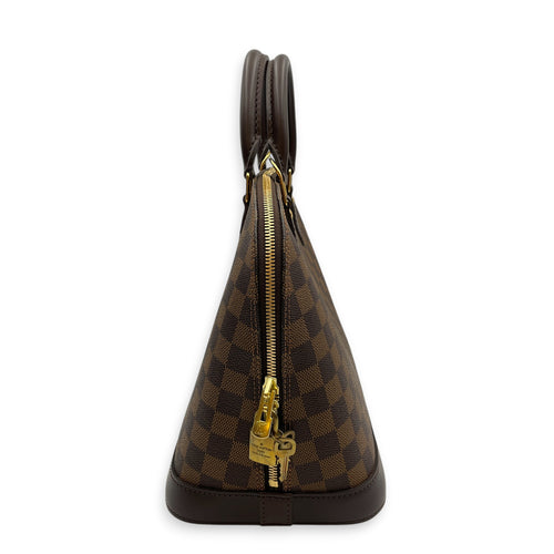 Alma PM Damier  Top Handle Bag in Coated Canvas Gold hardware