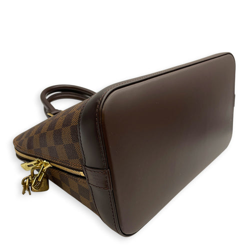 Alma PM Damier  Top Handle Bag in Coated Canvas Gold hardware