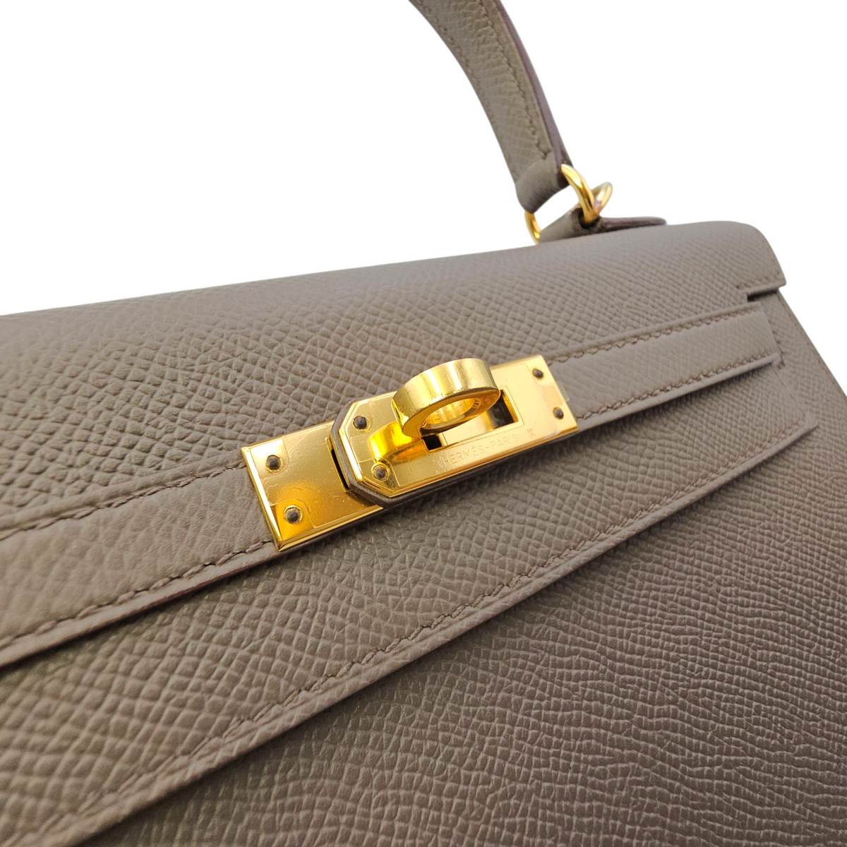 Sellier Kelly 25 Etain in Epsom Gold hardware