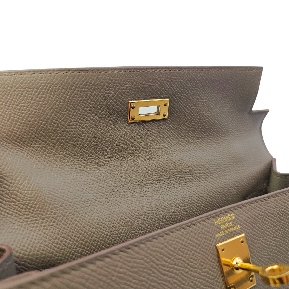 Sellier Kelly 25 Etain in Epsom Gold hardware