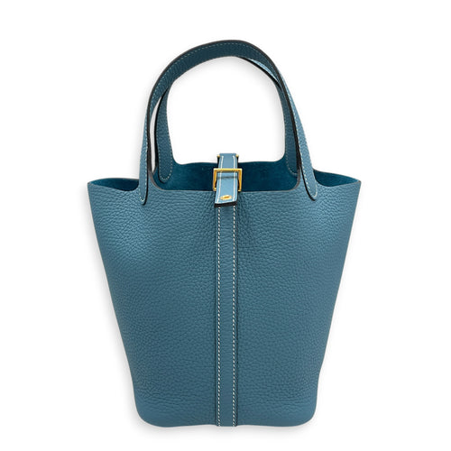 Picotin 18 New Blue Jean  in Clemence Gold hardware