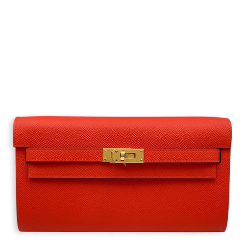 Kelly To Go Capucine  Wallet On Chain in Epsom Gold hardware