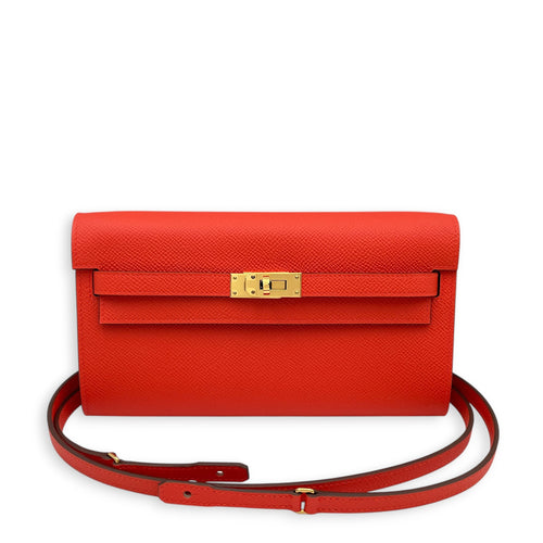 Kelly To Go Capucine  Wallet On Chain in Epsom Gold hardware