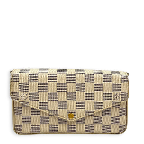 Felicie Damier Azur Pochette  Damier Azur Wallet On Chain in Coated Canvas Gold hardware