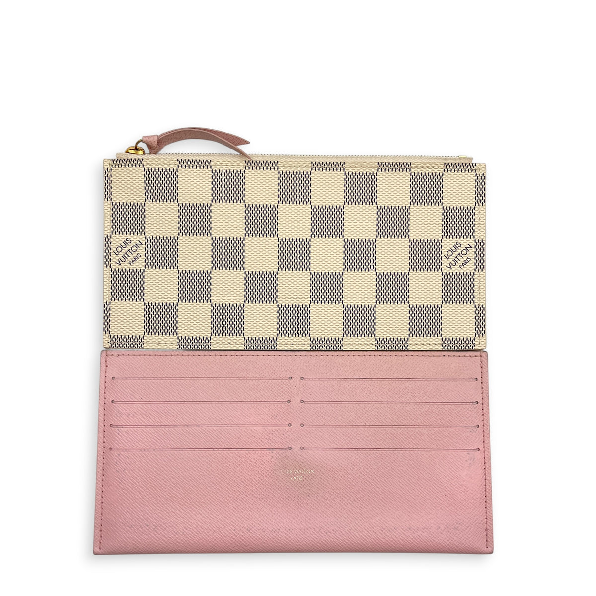 Felicie Damier Azur Pochette  Damier Azur Wallet On Chain in Coated Canvas Gold hardware
