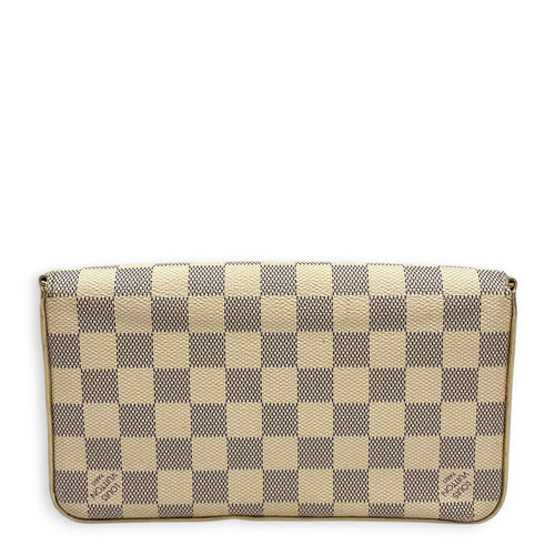 Felicie Damier Azur Pochette  Damier Azur Wallet On Chain in Coated Canvas Gold hardware